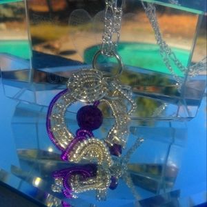 Lava bead pendant necklace. Wire wrapped. Handmade.